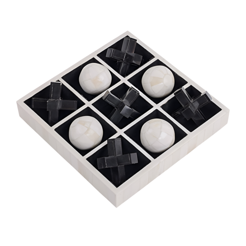 Farnham Off White and Black Bone Horn Inlay Noughts and Crosses