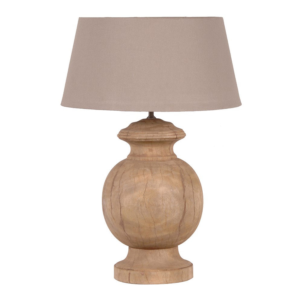 Natural Wood Round Table Lamp