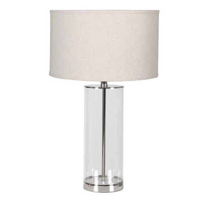 Classic Glass Tube Lamp With Natural Linen Shade