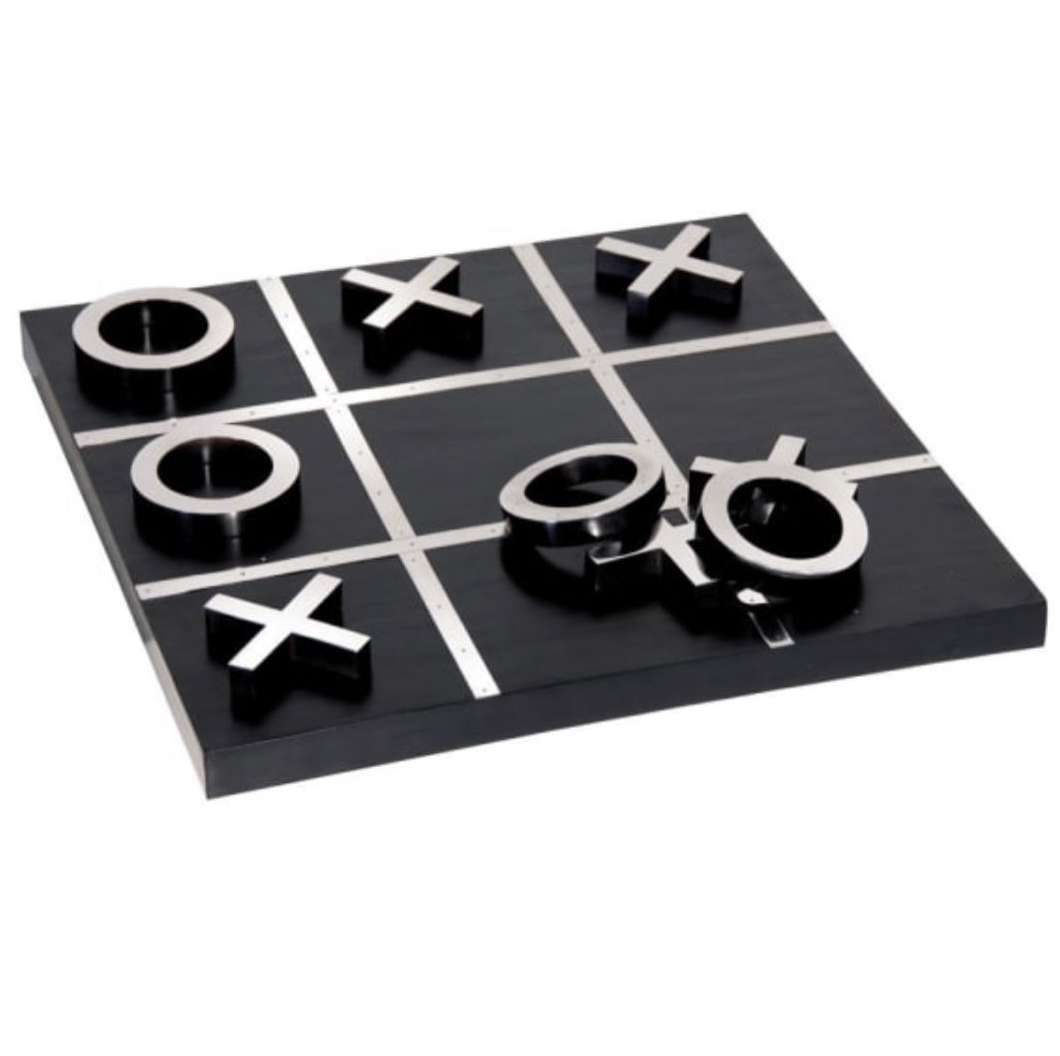 Large Noughts & Crosses Board – Black & Chrome