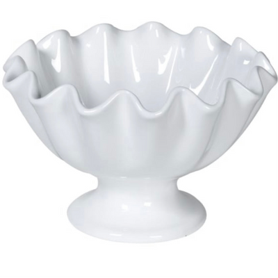 Ruffle Ceramic Bowl on Stand