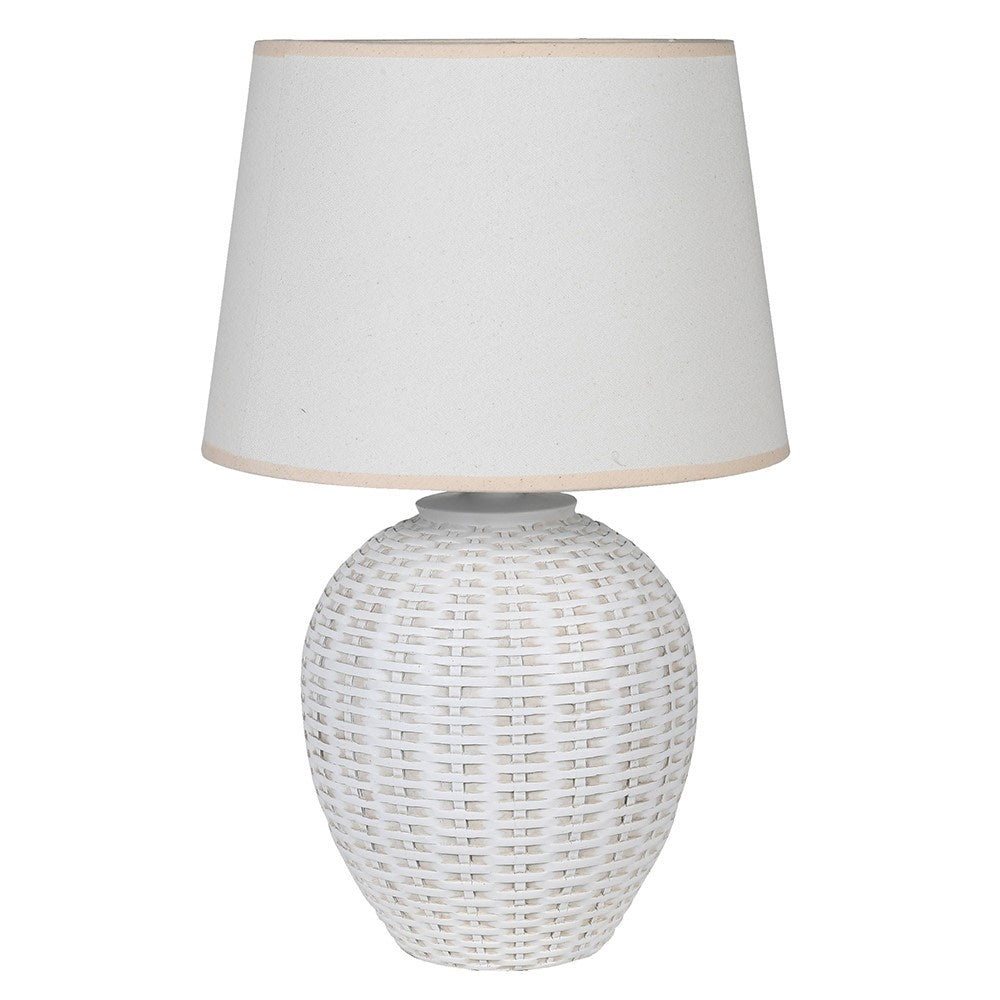 White Basket Effect Table Lamp