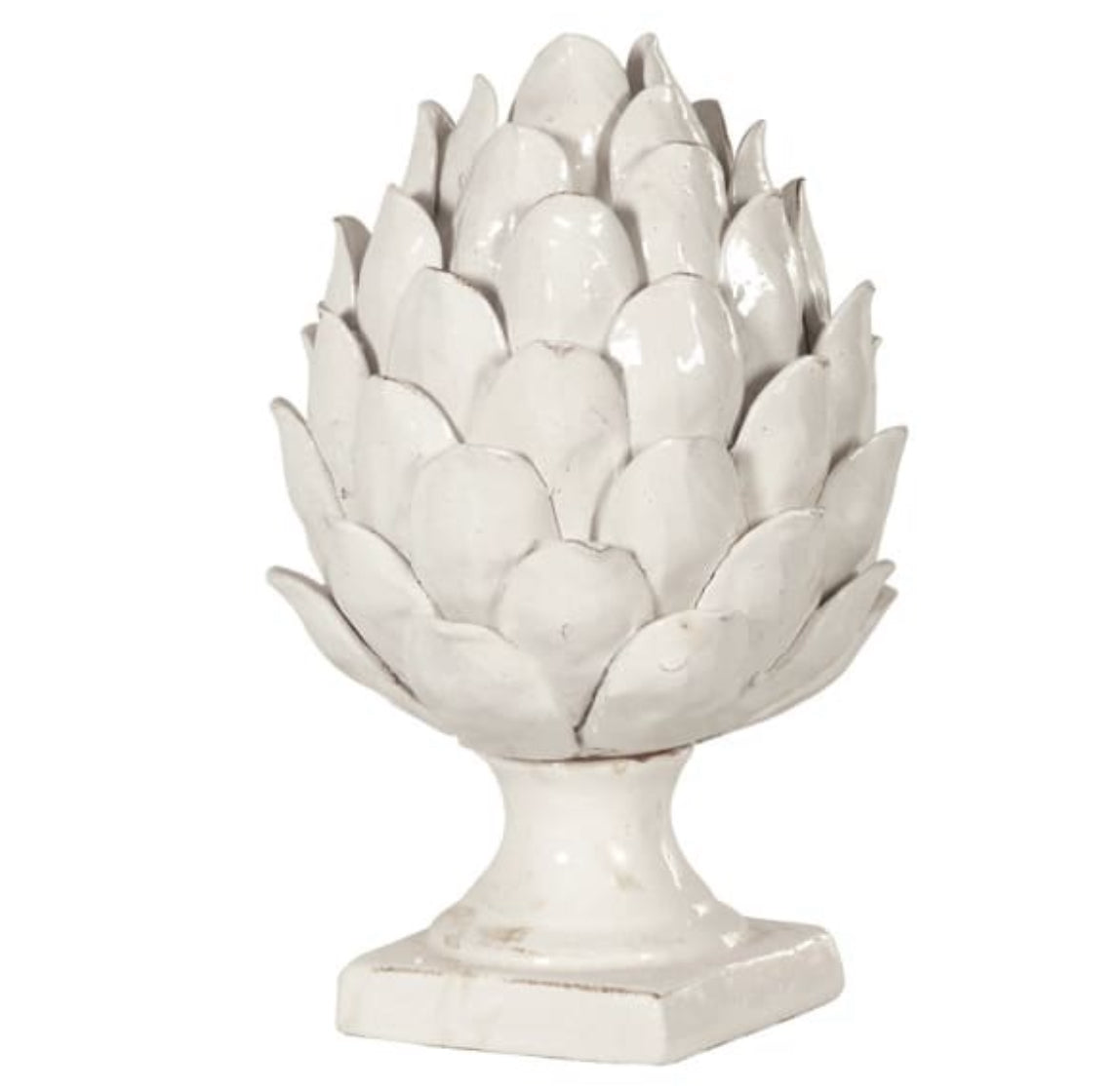 Soft White Ceramic Artichoke on Stand