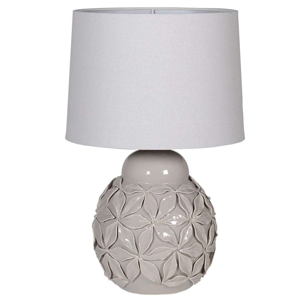 Grey Ceramic Flower Table Lamp