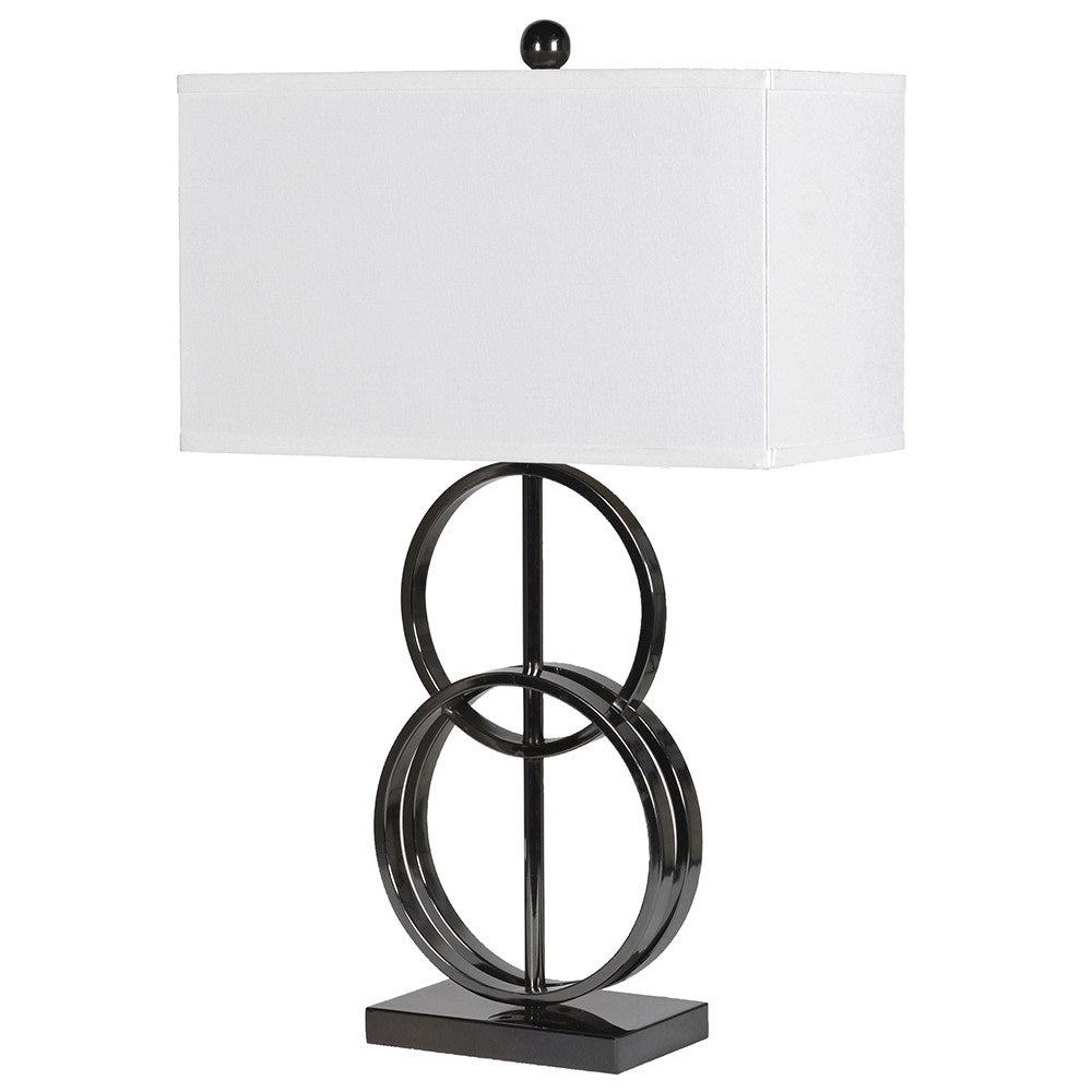 Black Double Ring Metal Table Lamp