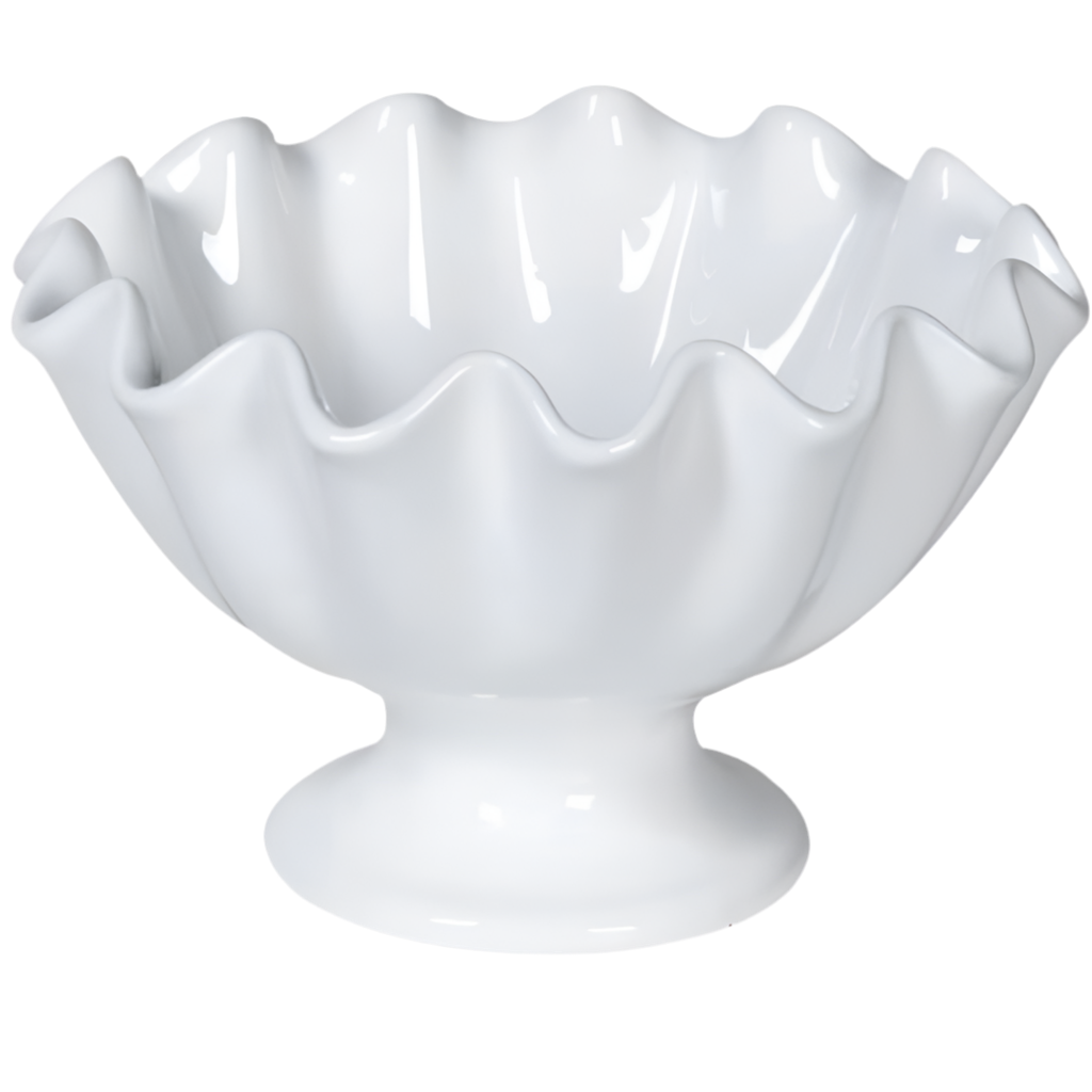 Ruffle Ceramic Bowl on Stand