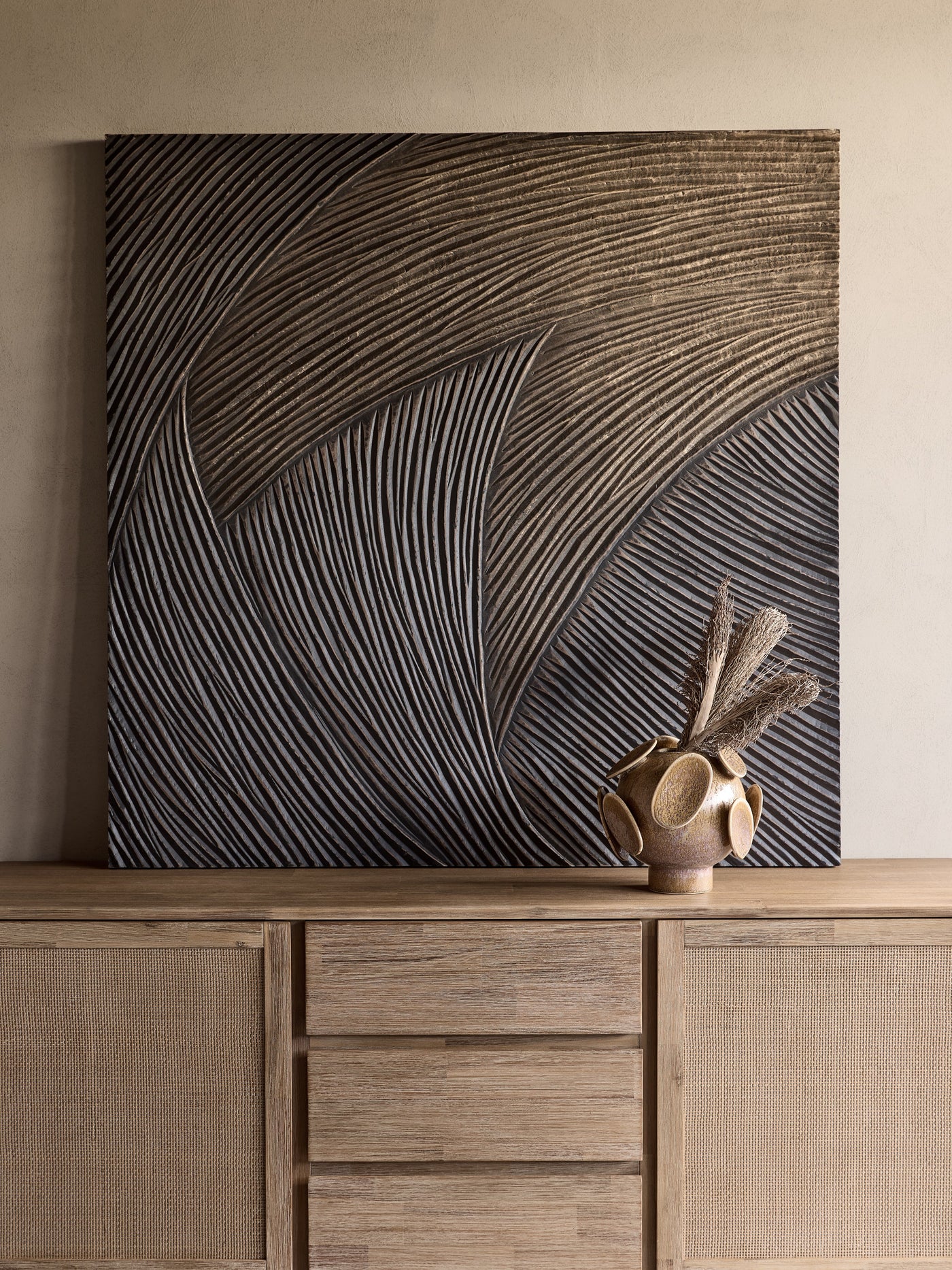 Golden Wave Geometric Wall Art 120x120cm