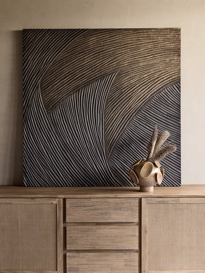 Golden Wave Geometric Wall Art 120x120cm