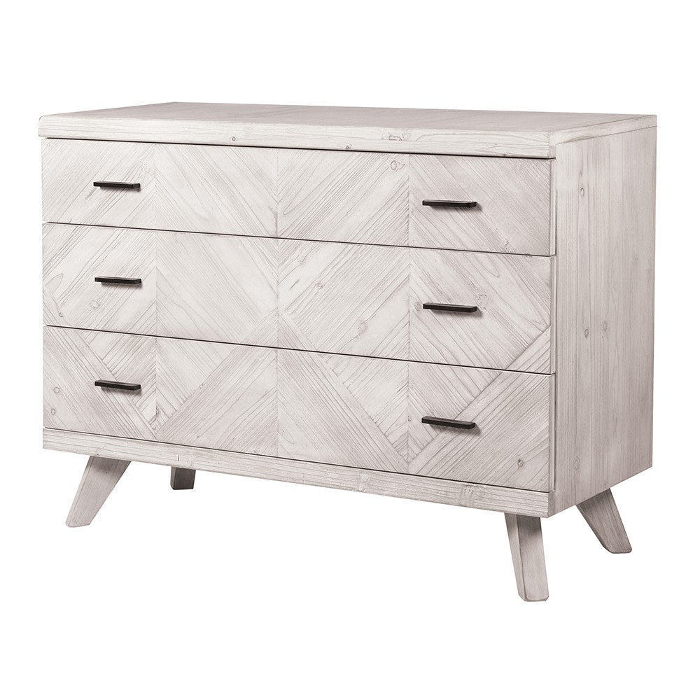 White Wash 3 Drawer Chest