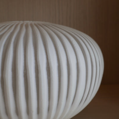 White Ribbed Vase