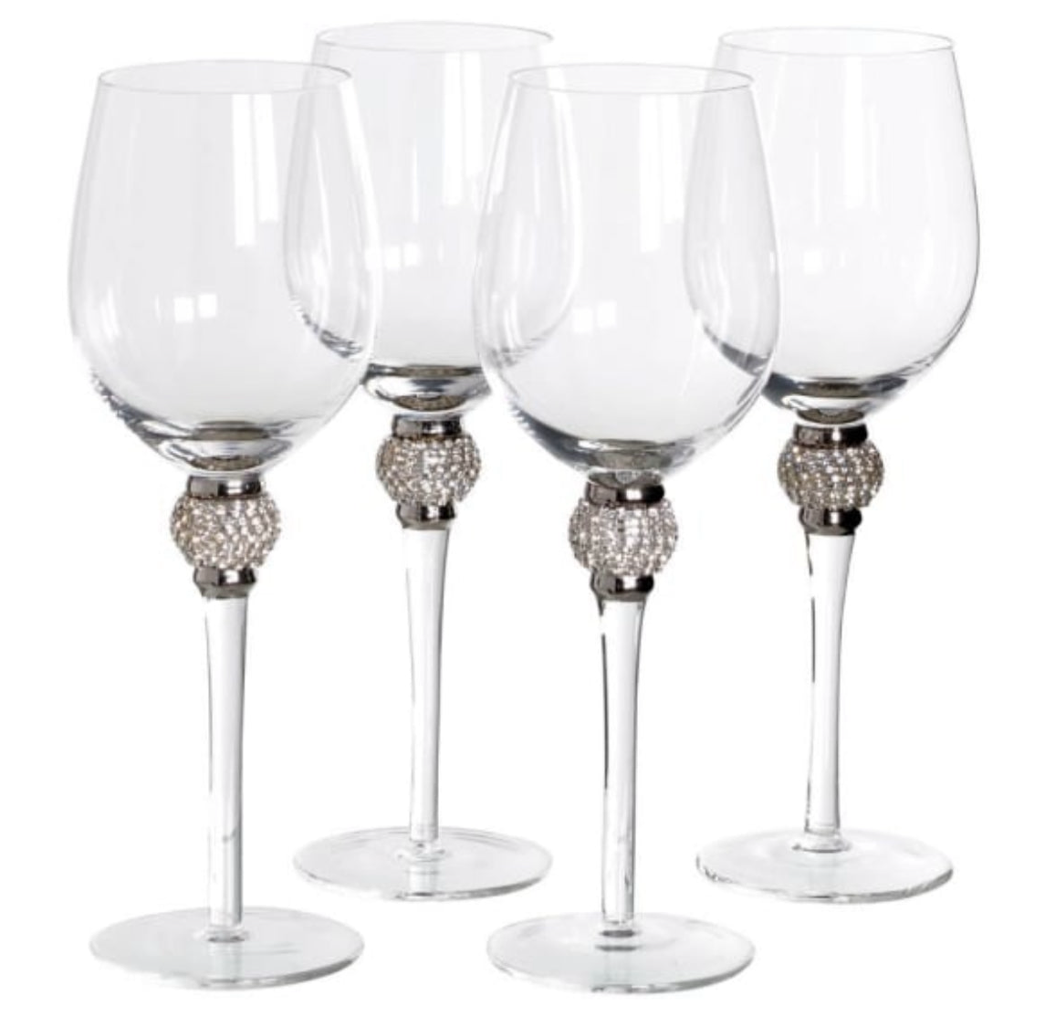 Emily Set of 4 Diamante White Wine Glasses
