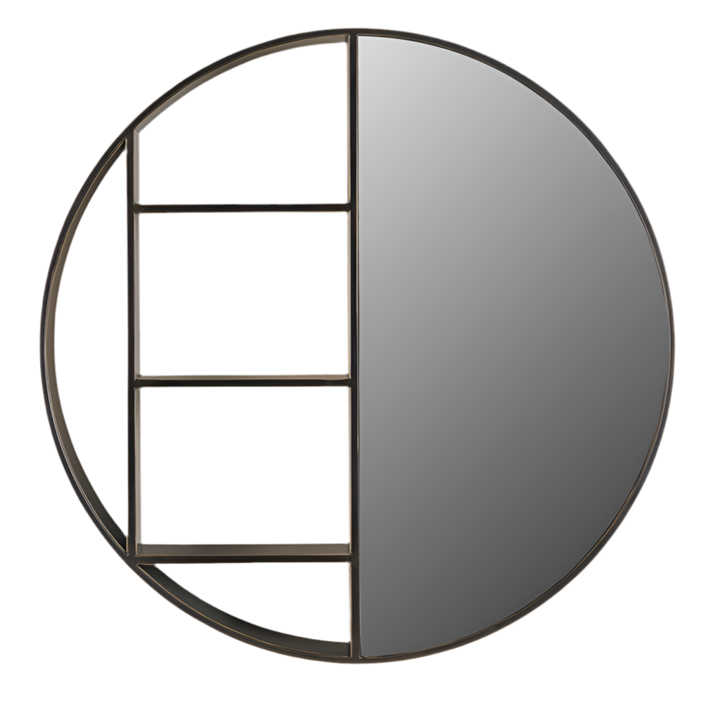 Belvedere Black Shelving Mirror Small