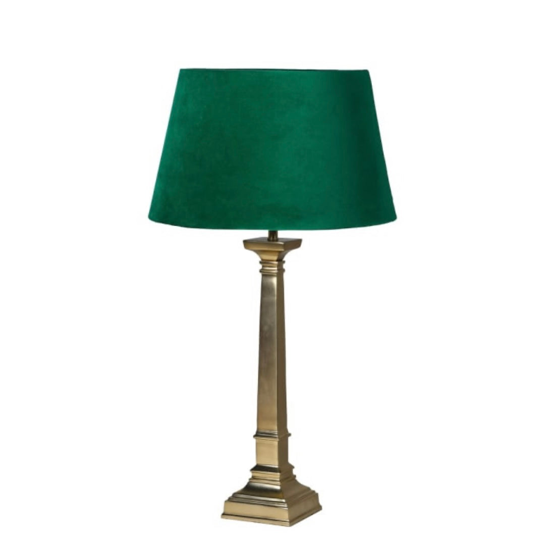 Brass Lamp with Emerald Green Velvet Shade-New In Box