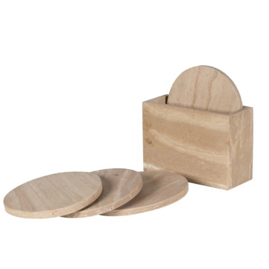 Set of 4 Travertine Effect Coasters