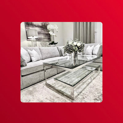 Tides Collection 'G' Stainless Steel & Glass Coffee Table
