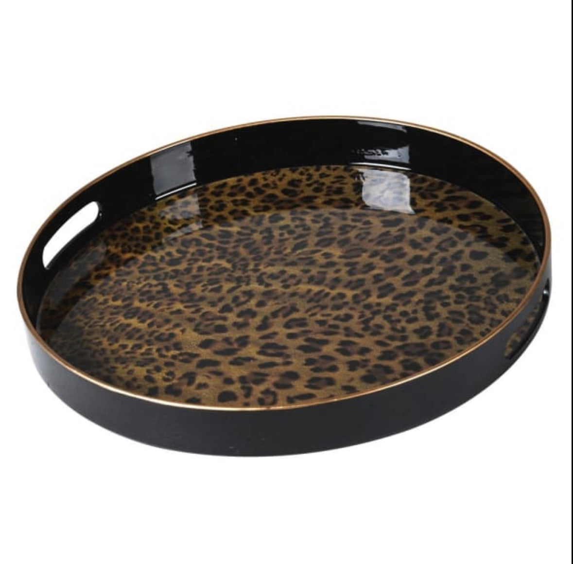 Round Leopard Print Tray