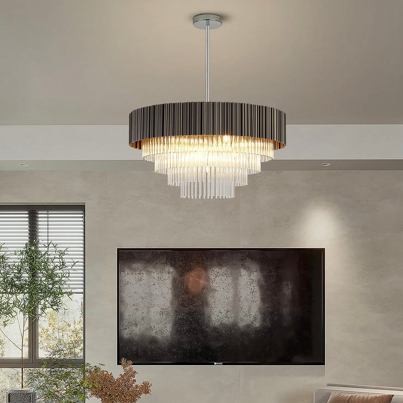 Fixed Pendant, 11 Light G9 – Oxidised Coffee & Clear Glass