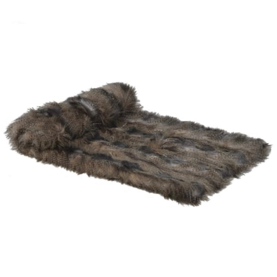 Textured Mixed Brown Faux Fur Throw