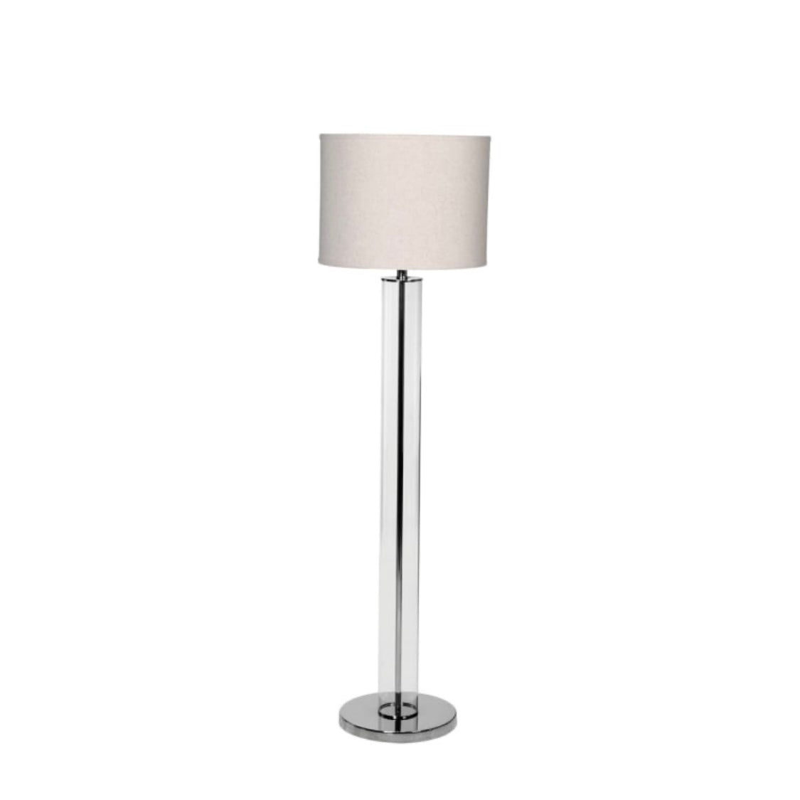 Glass Tube Floor Lamp With Natural Shade