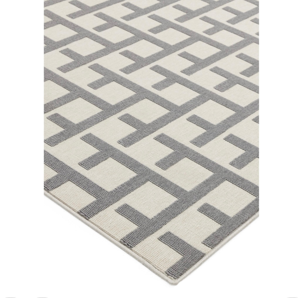 Grid White/Grey Indoor/Outlook Rug