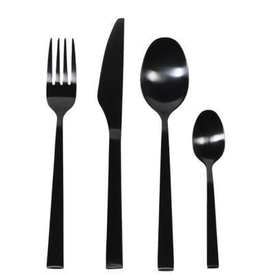 16 Piece Black Cutlery Set