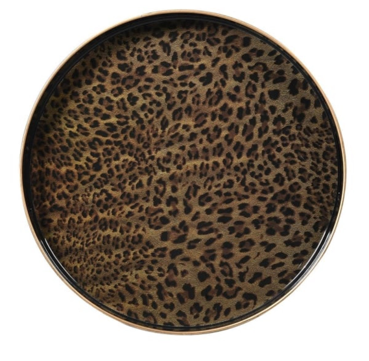 Round Leopard Print Tray