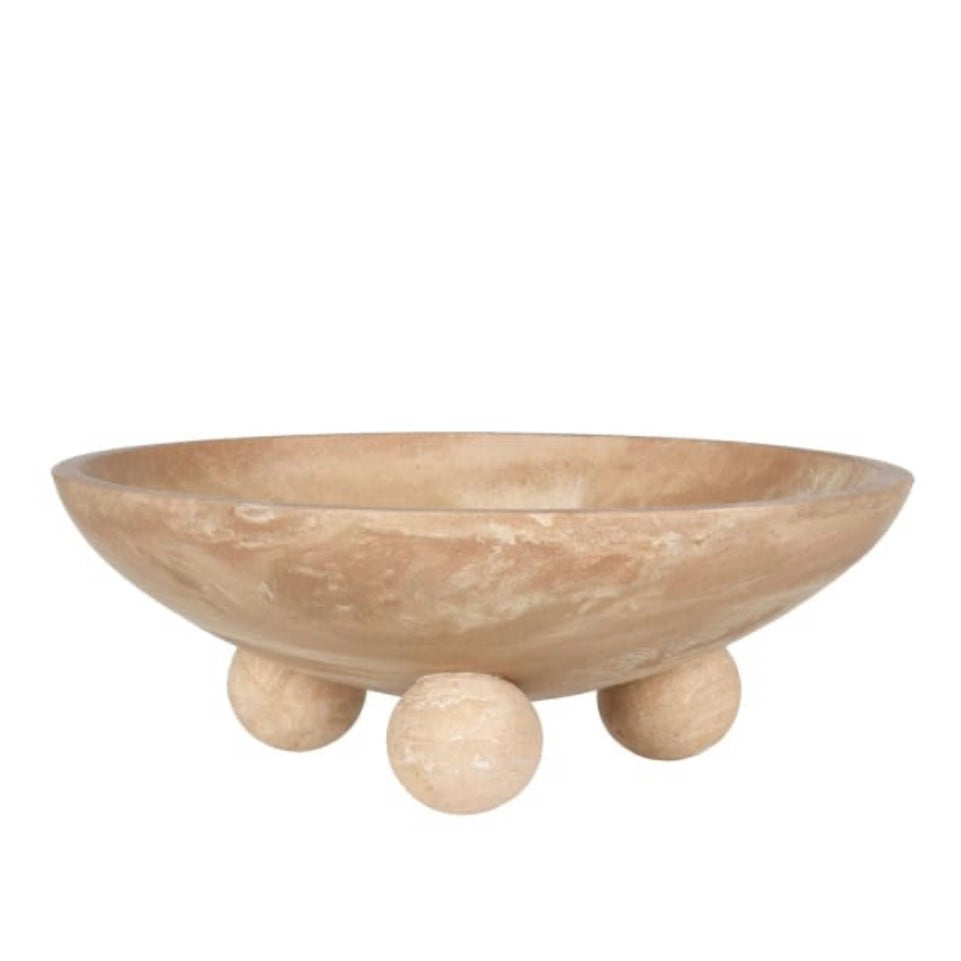 Travertine Effect Footed Bowl