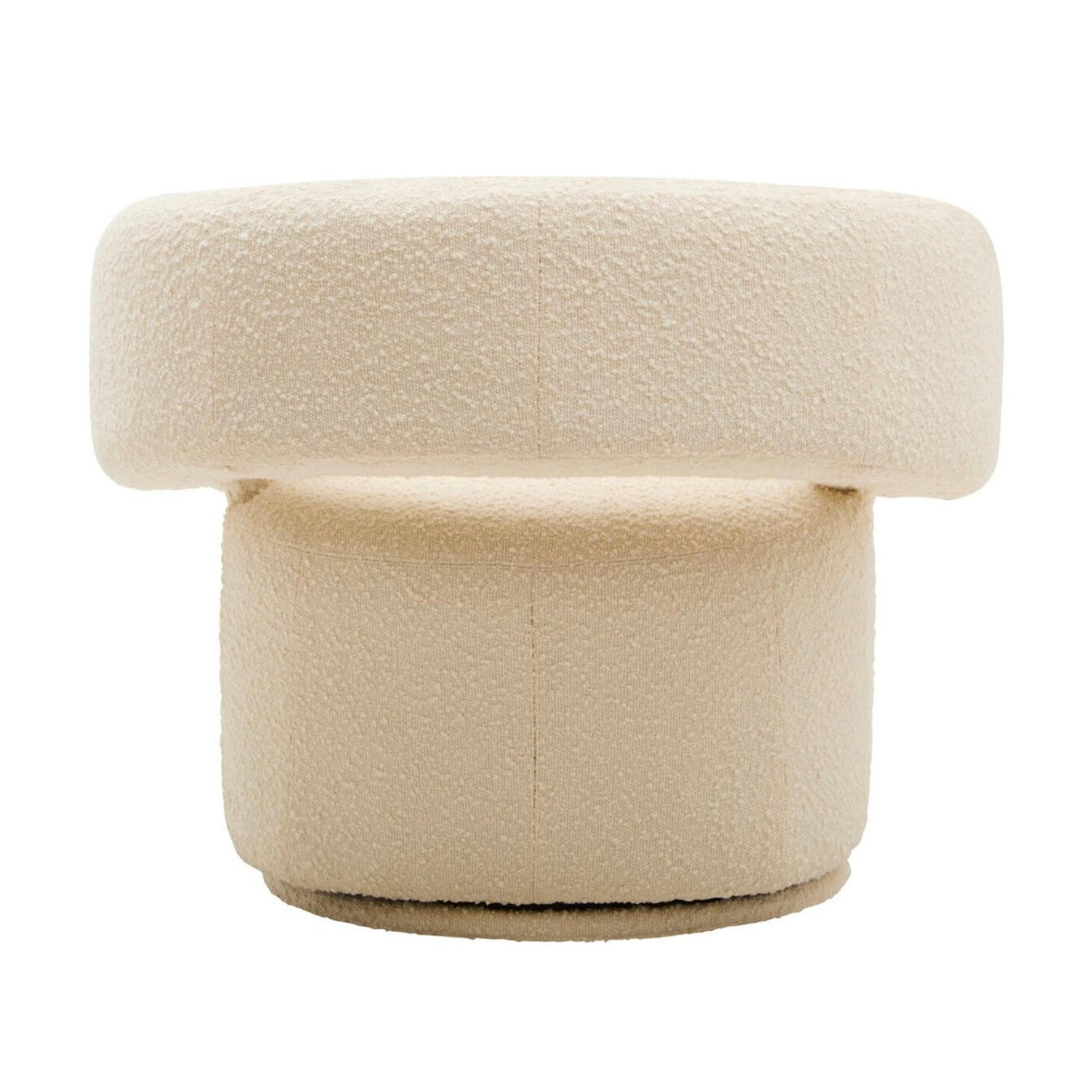 Oliveto Ivory Boucle Curved Revolving Armchair