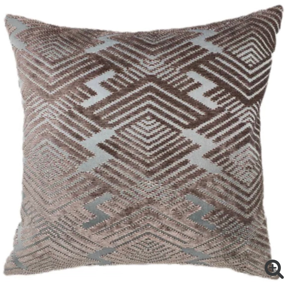 Cut Velvet Taupe Diamond Cushion