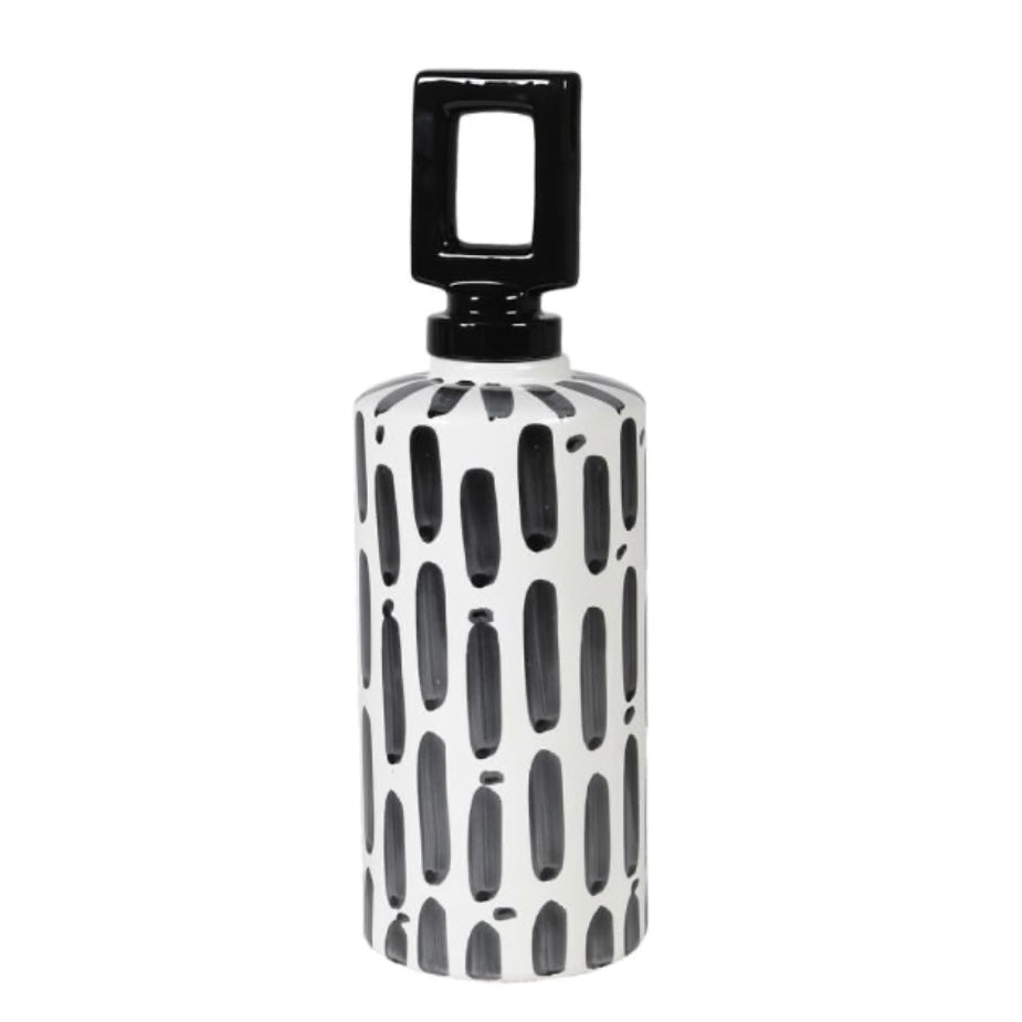 Clearance Square Lid Black & White Jar