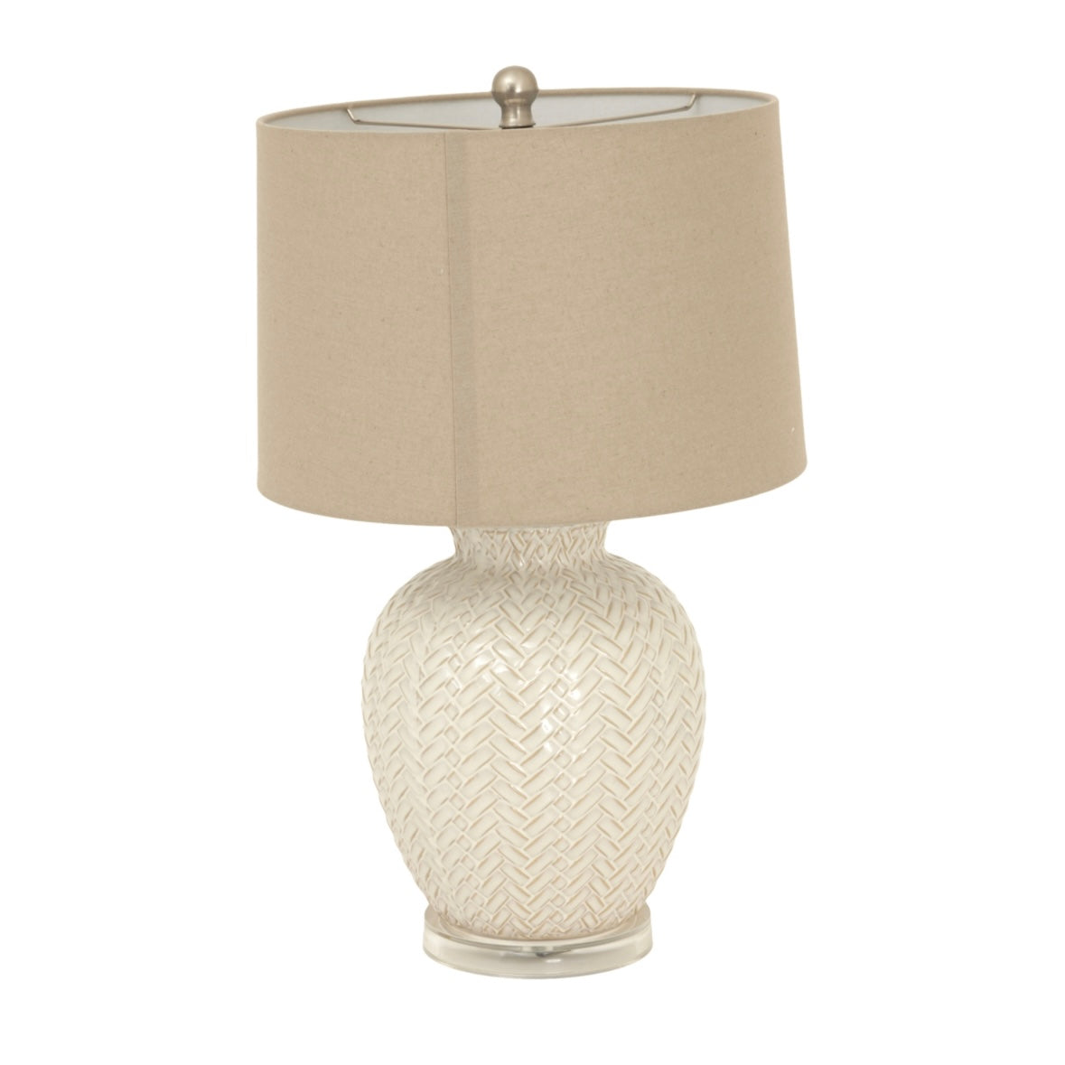 Twill Weave Ceramic Table Lamp With Linen Shade