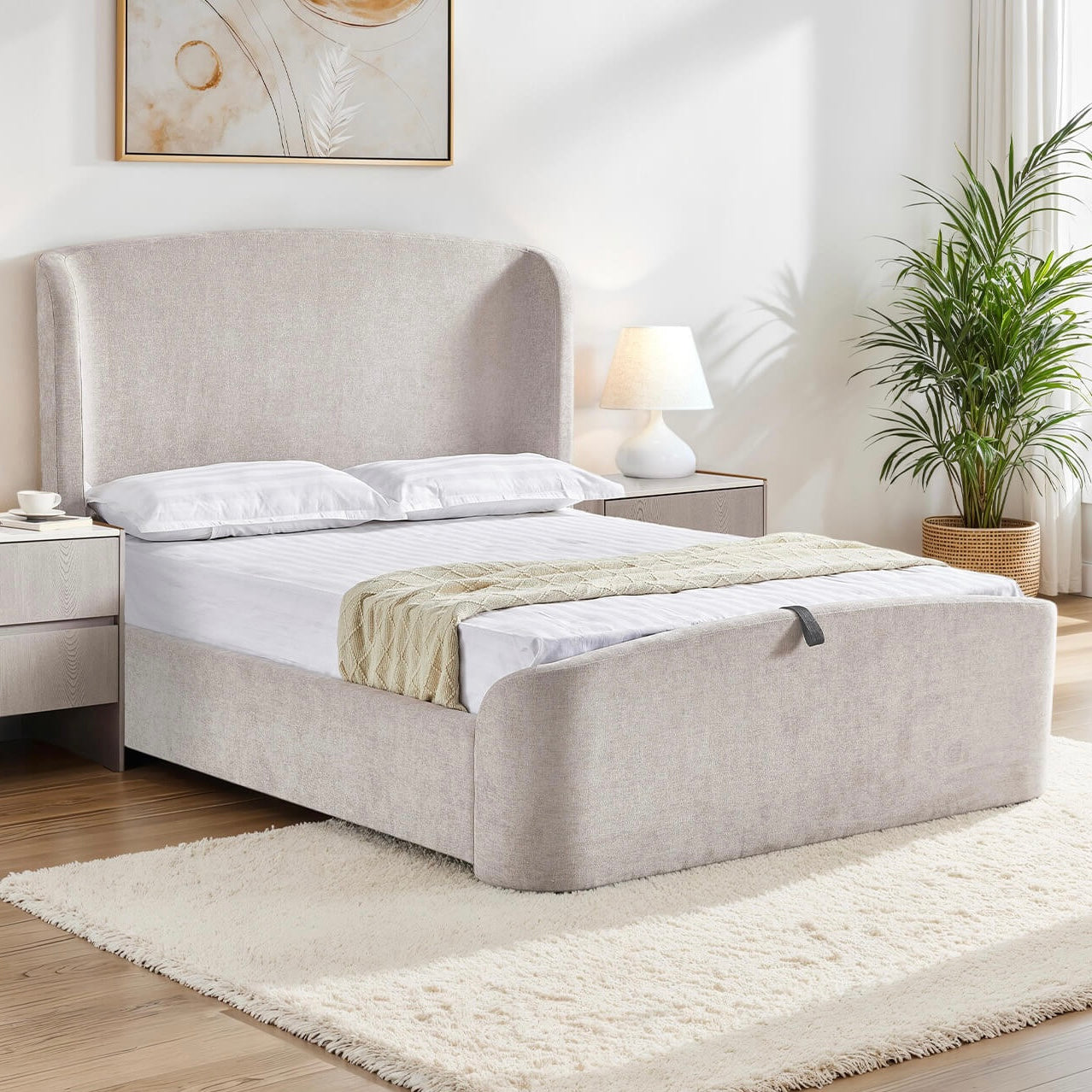 Blaire Kingsize Ottoman Bed Cream