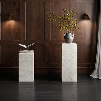 White Marble Effect Large Pedestal