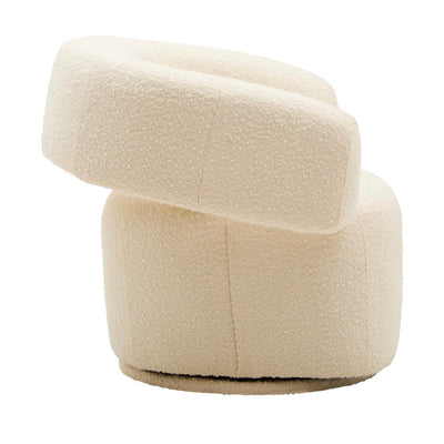 Oliveto Ivory Boucle Curved Revolving Armchair