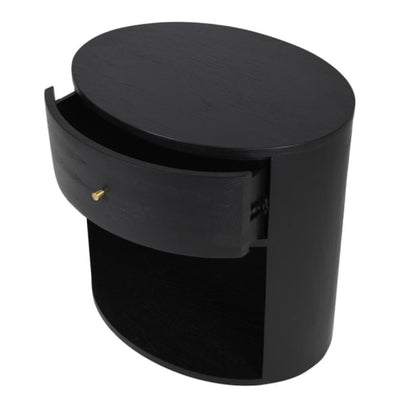 Black Oak Cylinder 1 Drawer Side Table