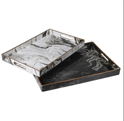 Set of 2 Marble Effect Trays