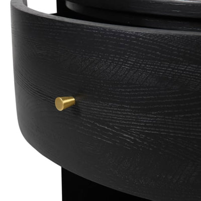 Black Oak Cylinder 1 Drawer Side Table