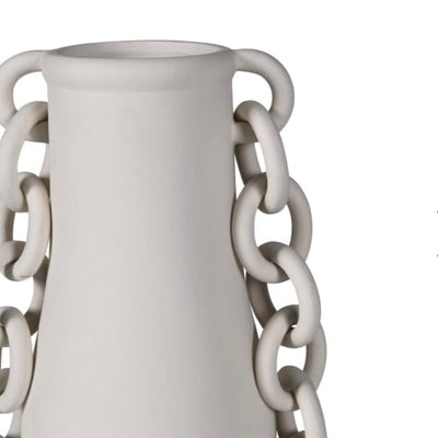 Tall Ivory Vase with Chain Detailing