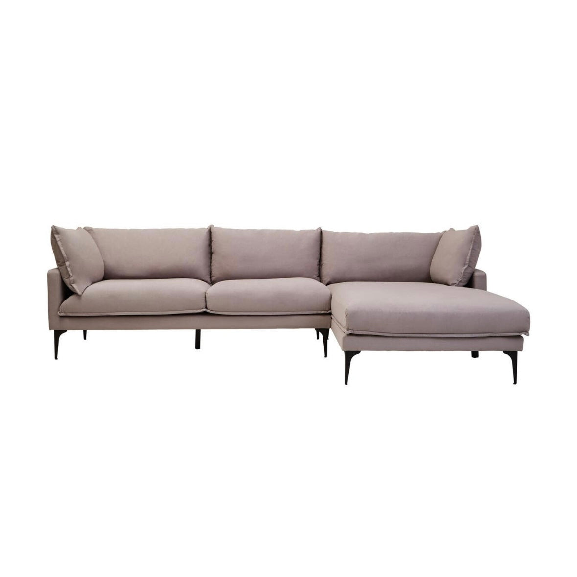 Troyes Grey Three Seat Right Chaise Sofa