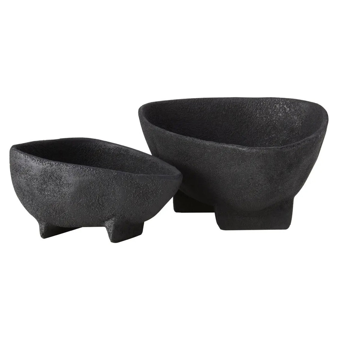 Tides Design Set of 2 Black Textured Bowls