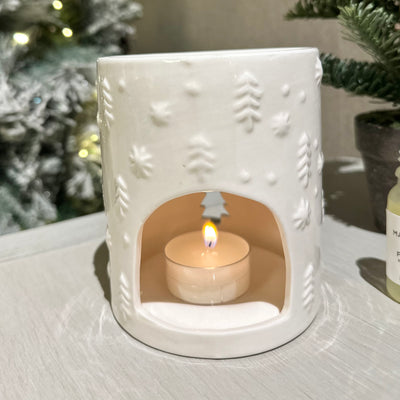 White Ceramic Xmas Tree Oil Burner