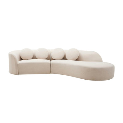 Ovada Cream Linen 3 Seater Curved Sofa