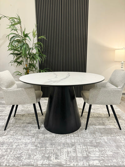 Palma Black/White Round Dining Table