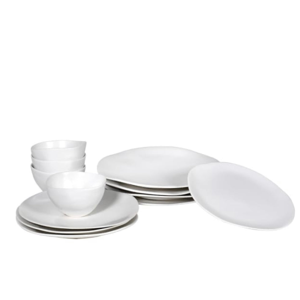 12 Piece White Organic Dinner Set