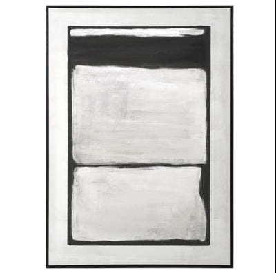 Cream & Black Blocks Abstract Canvas