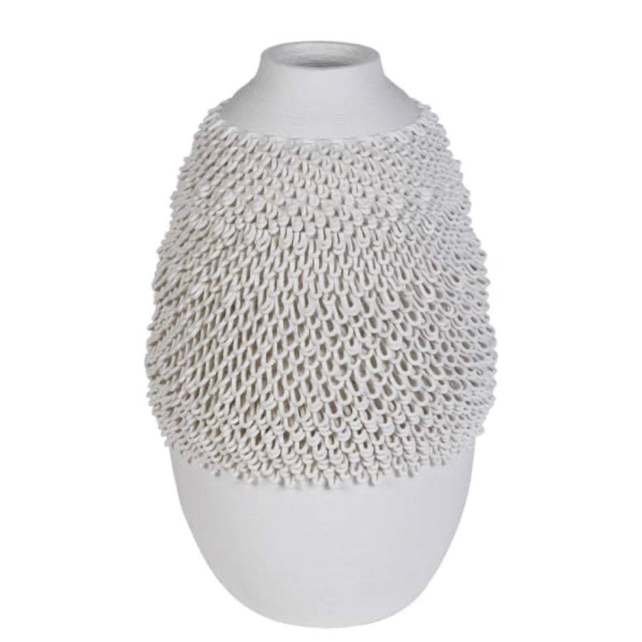 Textured White Loop Vase Large