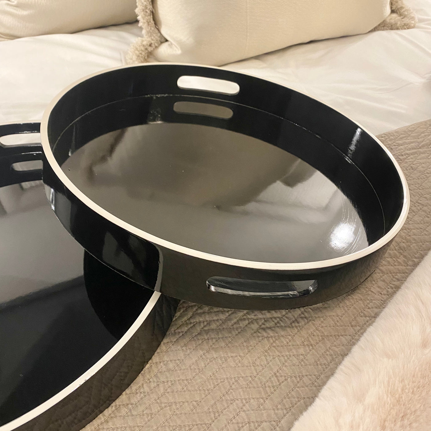 Set of 2 Monochrome Trays