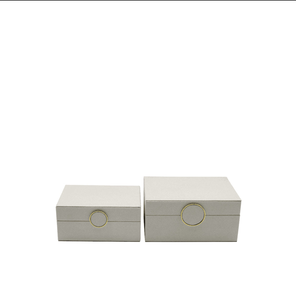 Set of 2 Faux Cream & Gold Shagreen Boxes