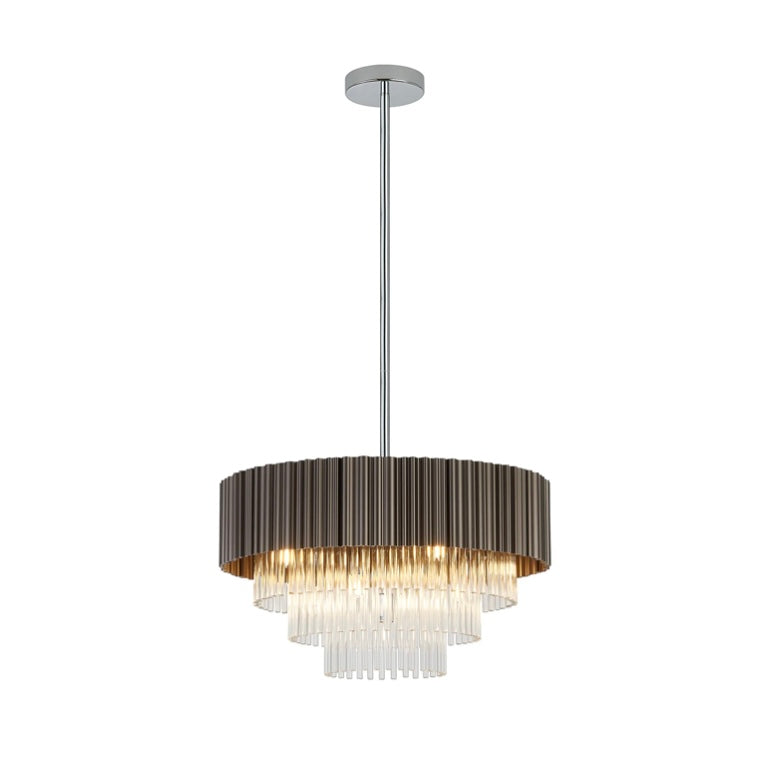 Oxidised Coffee & Clear Glass 9-Light Pendant