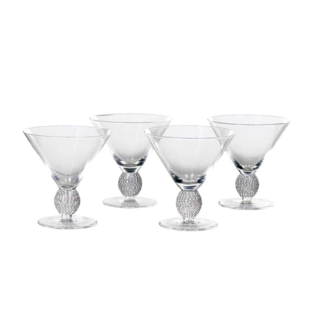 Clearance Set Of 4 Silver Diamante Cocktail Glasses